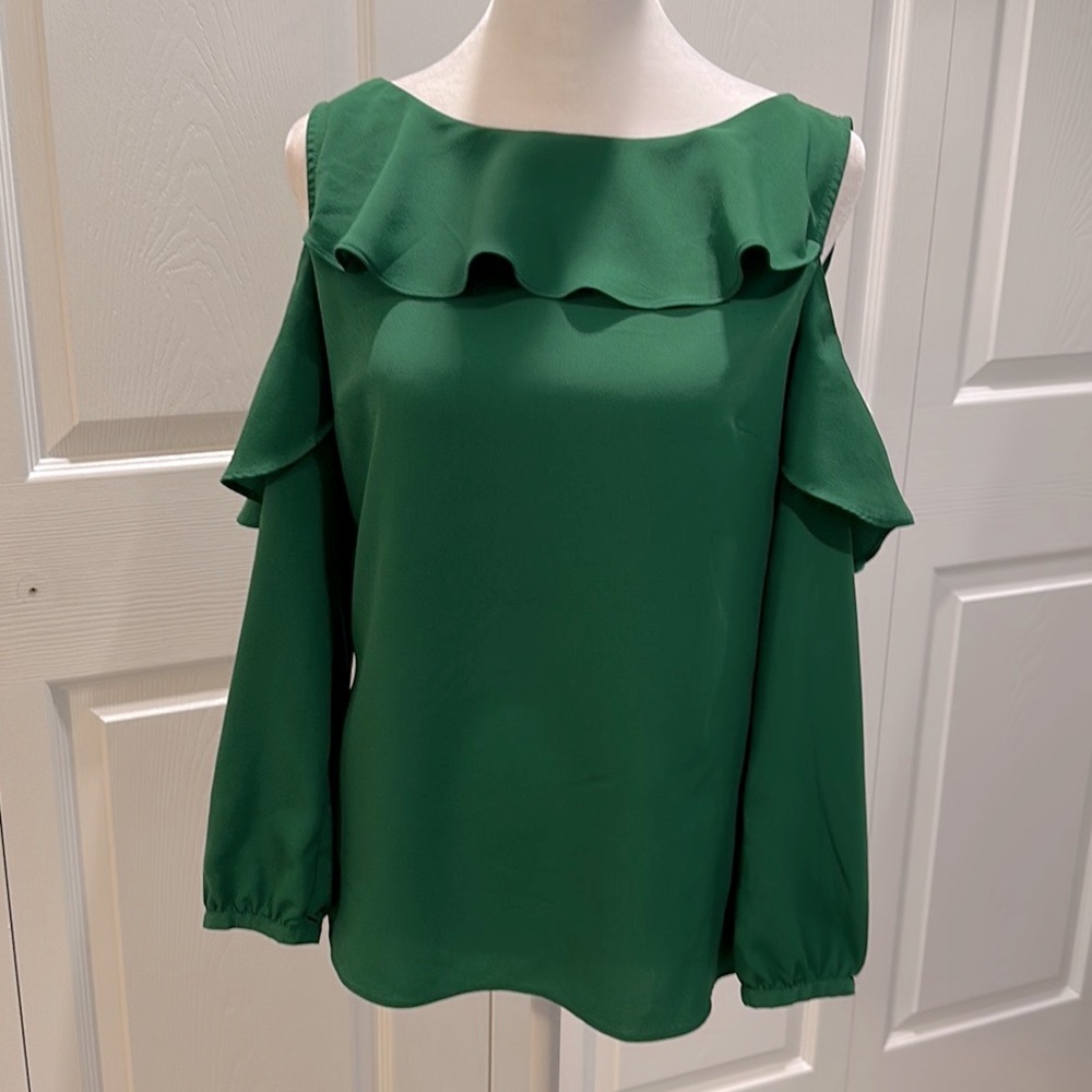 EXPRESS Emerald Green Cold Shoulder Top
